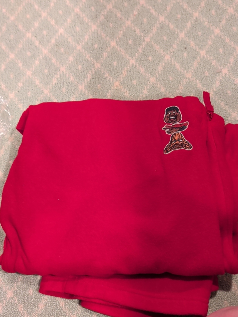 Vintage FUBU XL Red Sweatpants with Embroidered Patch.